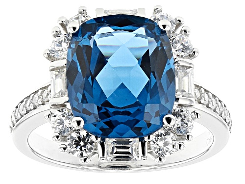 Photo of Bella Luce ® 5.50ctw London Blue Topaz And White Diamond Simulants Rhodium Over Silver Ring - Size 7