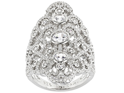 Bella Luce ® 4.05ctw White Diamond Simulant Rhodium Over Sterling Silver Ring - Size 7