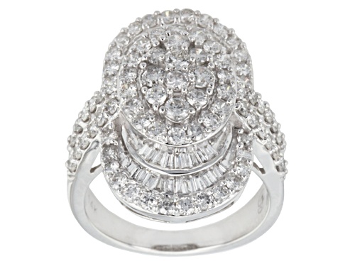 2.45ctw Round & Baguette Diamond 14k White Gold Ring - Size 7