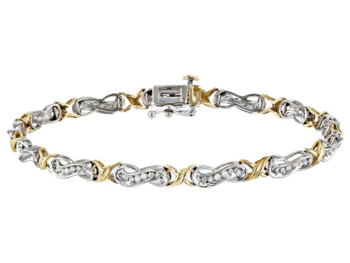 1.00ctw Round White Diamond 10K Two-Tone Gold Bracelet - Size 7.25