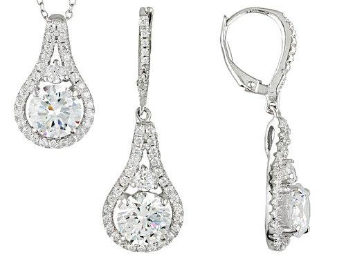 Photo of Bella Luce ® 12.43ctw Round Rhodium Over Sterling Silver Pendant And Earrings