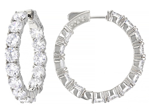 Photo of Bella Luce ® 23.68ctw Round Rhodium Over Sterling Silver Hoop Earrings (12.88ctw Dew)
