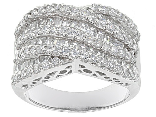 Photo of Bella Luce ® 4.20ctw Round And Baguette Rhodium Over Sterling Silver Ring - Size 5