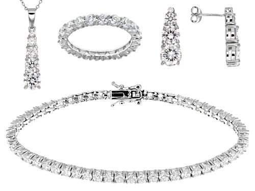 Photo of Bella Luce® 27.70ctw Round Rhodium Over Silver Earrings, Pendant & Chain, Bracelet & Ring