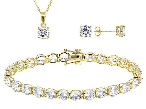 Bella Luce®44.80ctw 14k Yellow Gold Over Sterling Silver Bracelet, Earrings, Pendant with Chain