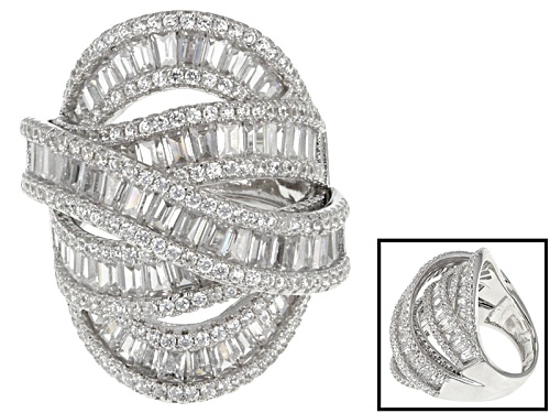 Photo of Bella Luce ® 8.83ctw Baguette And Round Rhodium Over Sterling Silver Ring(7.22ctw Dew) - Size 6