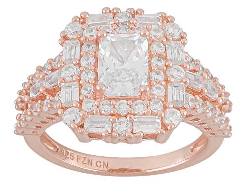 Bella Luce ® 3.66ctw Radiant Cut, Baguette And Round Eterno™ Rose Ring - Size 9