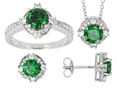 Photo of Bella Luce ® Tsavorite & Diamond Simulants Rhodium Over Silver Ring, Earrings, & Pendant Set