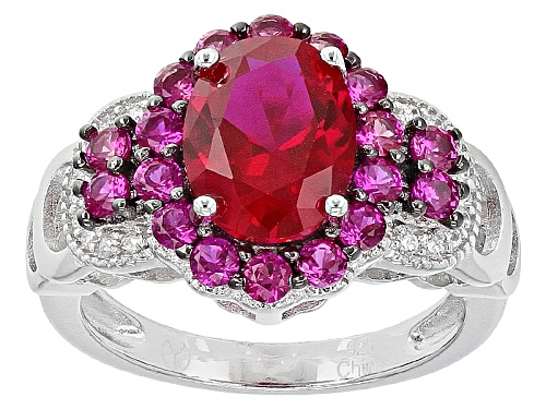 Photo of Bella Luce ® 1.80ctw Ruby And White Diamond Simulants Rhodium Over Sterling Silver Ring - Size 10