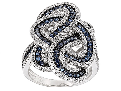 Photo of Bella Luce®2.45ctw Blue And White Diamond Simulants Rhodium Over Sterling Silver Ring(1.82ctw Dew) - Size 5