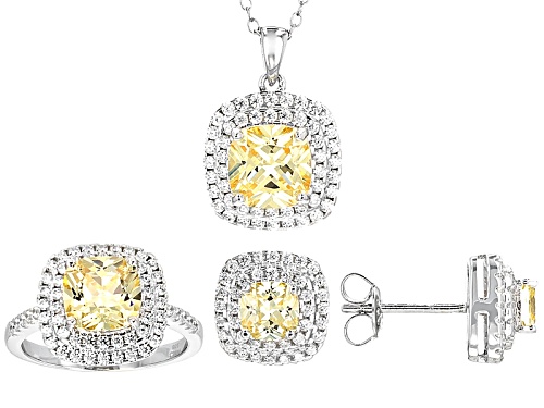 Photo of Bella Luce ® 11.10ctw Canary And White Diamond Simulants Rhodium Over Sterling Silver Jewelry Set