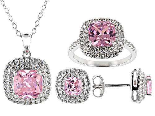 Photo of Bella Luce ® 11.10ctw Pink And White Diamond Simulants Rhodium Over Sterling Silver Jewelry Set
