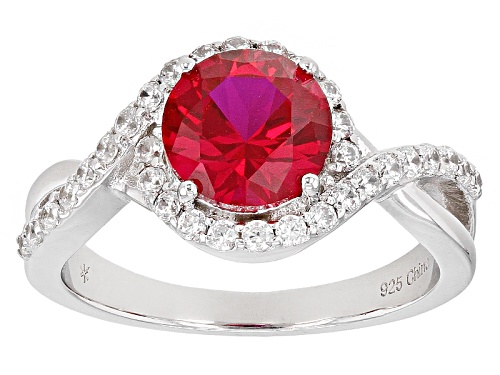 Bella Luce®3.04ctw Lab Created Ruby And White Diamond Simulant Rhodium Over Sterling Silver Ring - Size 12