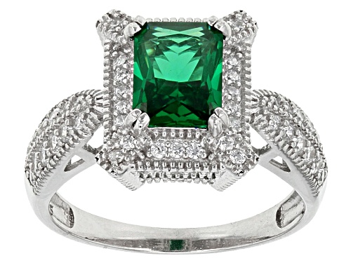 Bella Luce ® 3.75ctw Emerald And White Diamond Simulants Rhodium Over Sterling Silver Ring - Size 7
