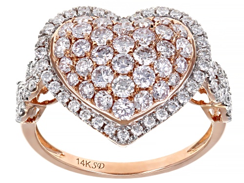 1.43ctw Round Natural Pink And White Diamond 14k Rose Gold Ring - Size 6