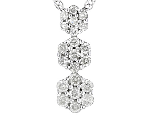 .25ctw Round White Diamond Rhodium Over Sterling Silver Pendant With An 18inch Rope Chain