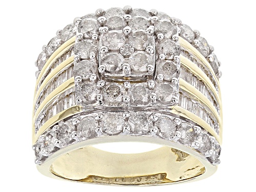 Photo of 3.25ctw Round And Baguette White Diamond 10k Yellow Gold Ring - Size 7