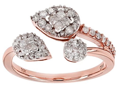 .50ctw Round And Princess Cut White Diamond 10k Rose Gold Ring - Size 6