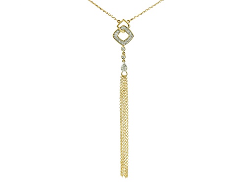 .13ctw Round White Diamond 10k Yellow Gold Adjustable Necklace - Size 26