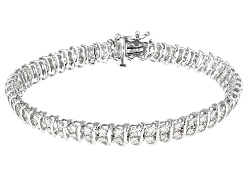 2.00ctw Round White Diamond 10K White Gold Bracelet - Size 7