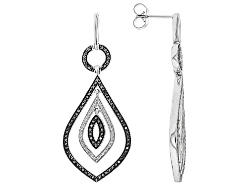 0.25ctw Round Black And White Diamond Rhodium Over Sterling Silver Earrings
