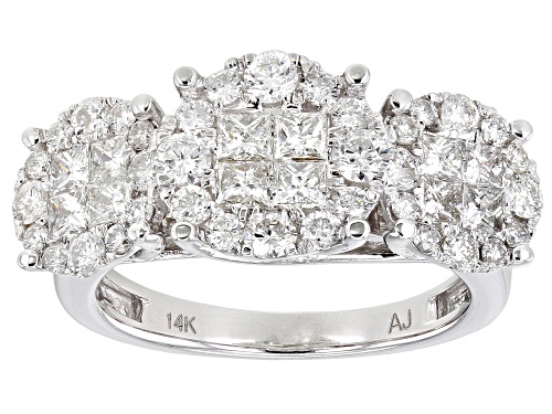 Photo of 2.00ctw Round & Princess Cut White Diamond 14K White Gold Ring - Size 6.5