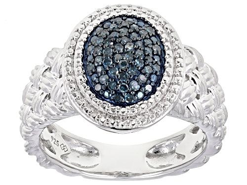 0.25ctw Round Blue Diamond Rhodium Over Sterling Silver Ring - Size 7