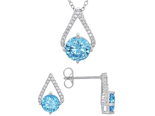 Photo of Bella Luce®Esotica™6.82ctw Neon Apatite And Diamond Simulants Rhodium Over Silver Jewelry Set