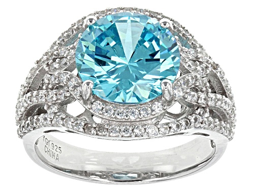 Photo of Bella Luce ®Esotica™7.76ctw Neon Apatite And White Diamond Simulants Rhodium Over Sterling Ring - Size 5