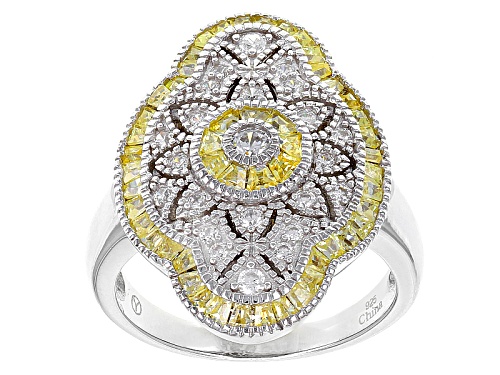 Photo of Bella Luce ® 2.06ctw Canary And White Diamond Simulants Rhodium Over Sterling Silver Ring - Size 5