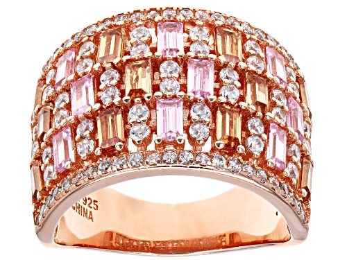 Bella Luce® 4.80ctw Pink, White and Champagne Diamond Simulants Eterno™ Rose Ring - Size 9