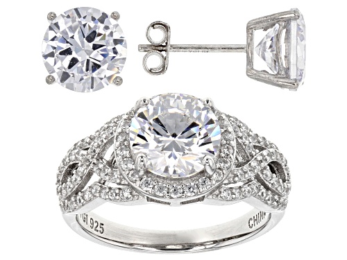 Bella Luce® 11.29ctw Rhodium Over Sterling Silver Ring and Earrings