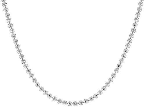Sterling Silver Diamond Cut Bead Chain Necklace 18 Inch - Size 18