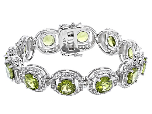 18.62ctw Peridot With 4.65ctw White Zircon Rhodium Over Sterling Silver Bracelet - Size 7