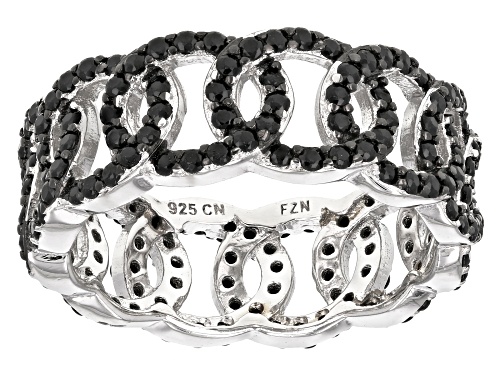 1.64ctw round black spinel sterling silver eternity ring - Size 7