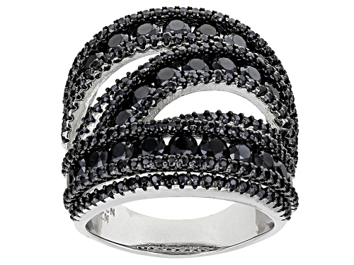5.07CTW ROUND BLACK SPINEL RHODIUM OVER STERLING SILVER RING - Size 5