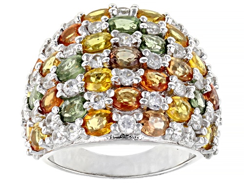 7.55ctw Oval Multicolor Malaheo(R) Sapphire With 2.95ctw Round White Zircon Rhodium Over Silver Ring - Size 6