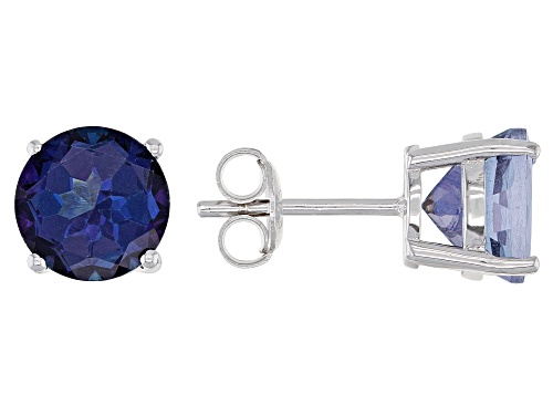 Photo of 4.50CTW ROUND BLUE DANBURITE SOLITAIRE RHODIUM OVER STERLING SILVER STUD EARRINGS