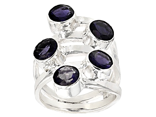 3.00ctw Round Iolite Sterling Silver 5-Stone Ring - Size 5