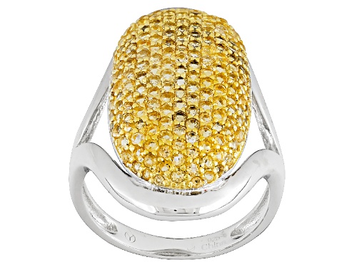1.15ctw Round Yellow Citrine Sterling Silver Cluster Ring - Size 5