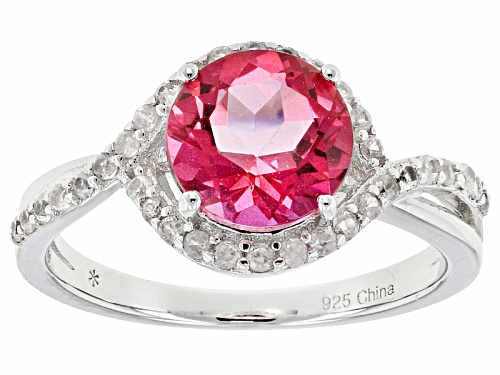 2.28ct Round Pink Danburite With .50ctw Round White Zircon Sterling Silver Ring - Size 11