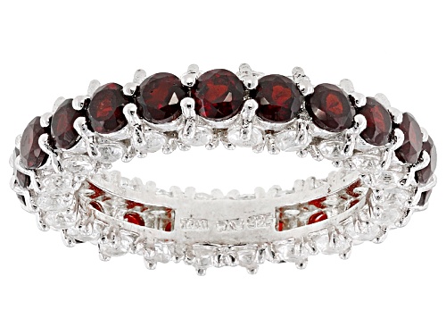 Photo of 3.08ctw Red Garnet Wtih 1.76ctw White Topaz Rhodium Over Sterling Silver Eternity Band Ring - Size 8