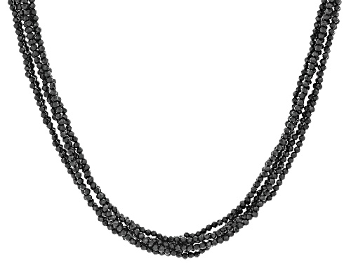 90.00ctw Round Black Spinel Rhodium Over Sterling Silver Bead Necklace - Size 18
