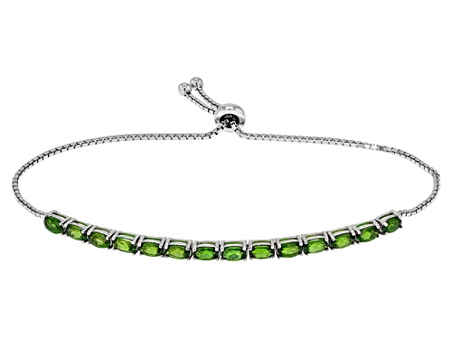 2.80ctw Oval Chrome Diopside Rhodium Over Silver Adjusts Approximately 6" To 9" Length Bracelet