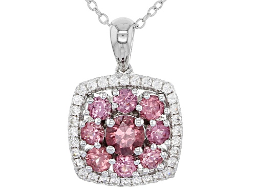 Photo of 1.51ctw color shift garnet with .39ctw white zircon rhodium over sterling silver pendant w/chain