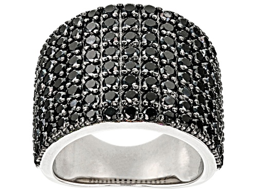 4.02ctw Round Black Spinel Rhodium Over Sterling Silver Ring - Size 5