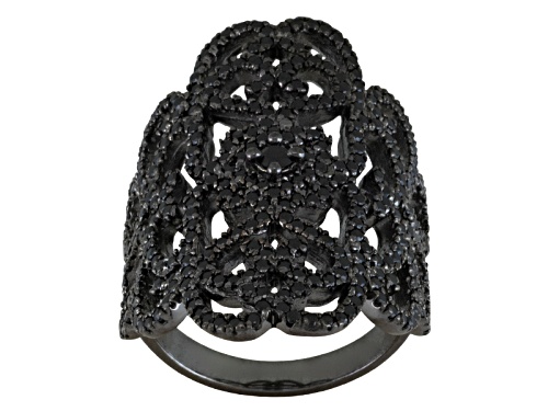 Photo of 1.90ctw Round Black Spinel Black Rhodium Over Sterling Silver Ring - Size 4