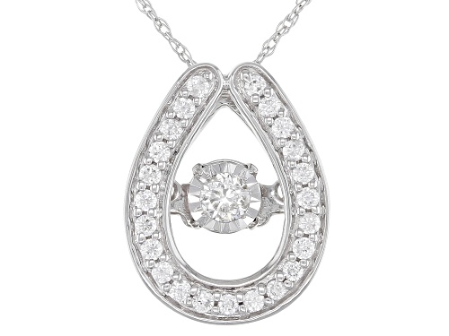 0.20ctw Round White Diamond 10K White Gold Pendant With 18 Inch Rope Chain