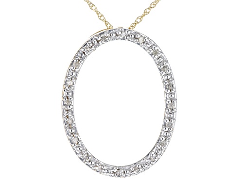 Photo of 0.10ctw Round White Diamond 10k Yellow Gold Oval Pendant With Chain