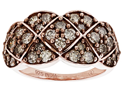 Photo of 1.50ctw Round Champagne Diamond 18k Rose Gold Over Sterling Silver Band Ring - Size 10